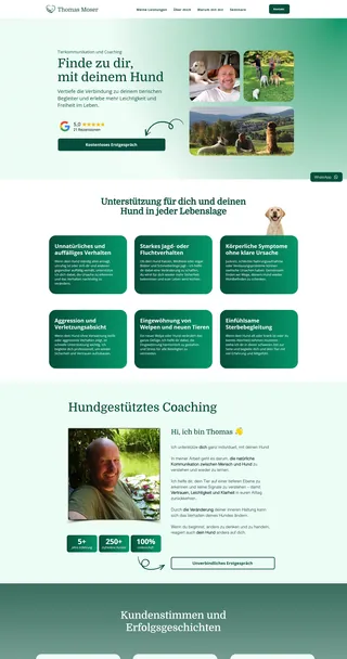 Landingpage Thomas Moser – Desktop Ansicht
