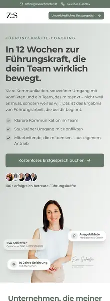 Landingpage Eva Schrotter – Mobile Ansicht