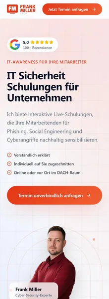 Landingpage IT-Sicherheit Schulungen – Mobile Ansicht